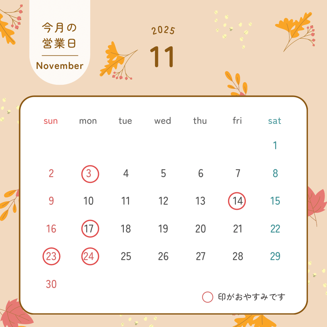 11月休診日のお知らせ