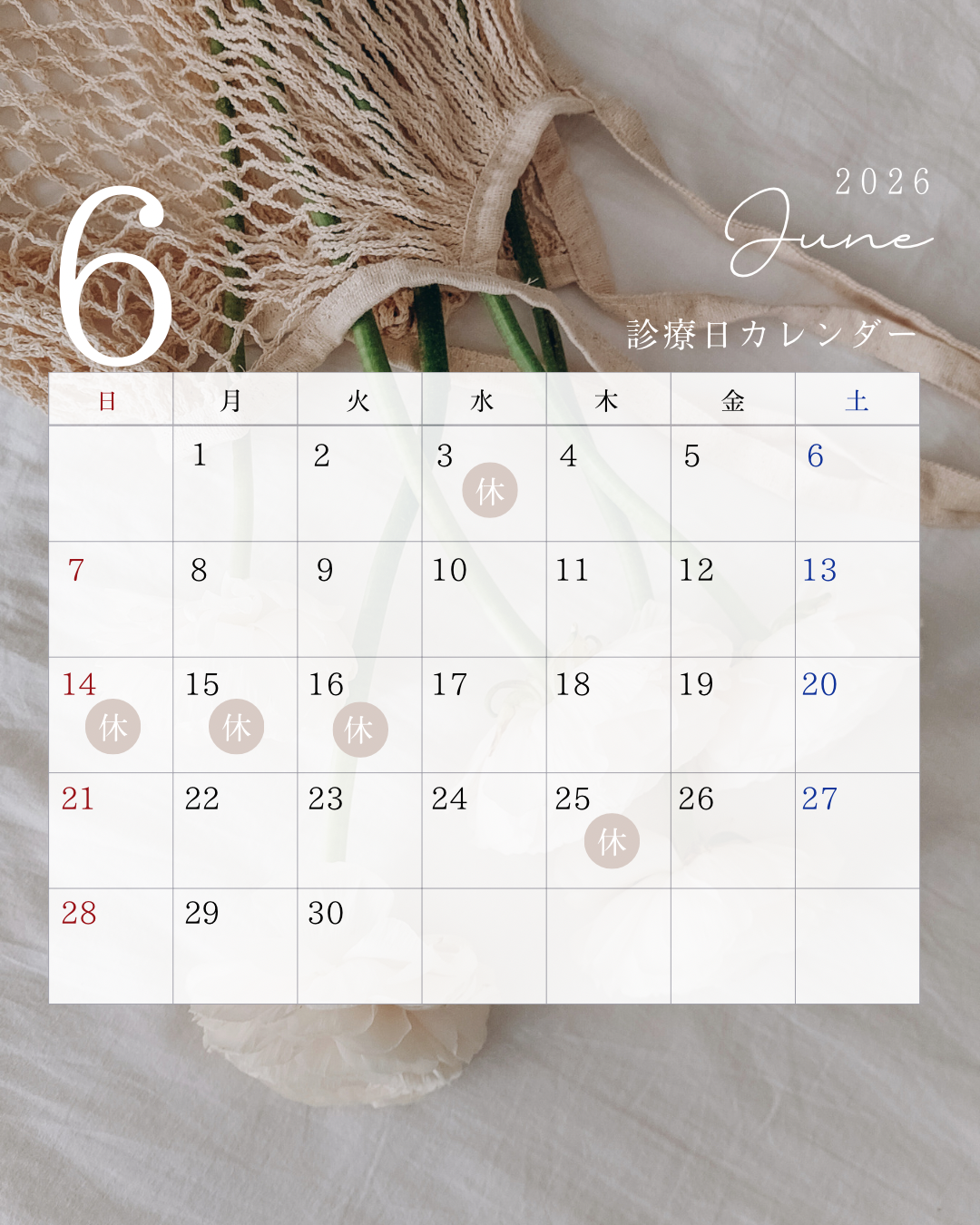 6月休診日のお知らせ